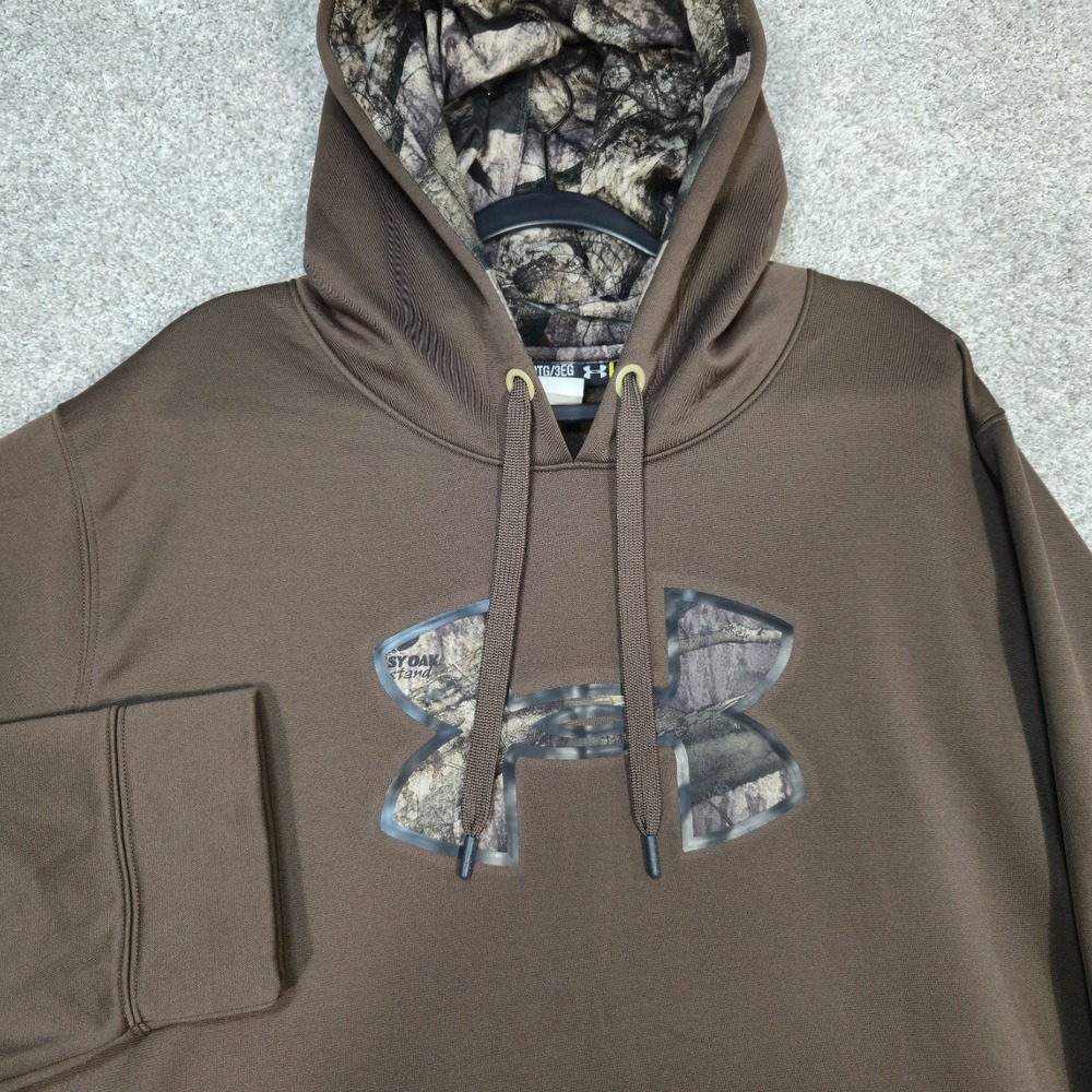 Under Armour Camo Storm Hoodie Mens 3XL Brown Mossy Oak Big Logo